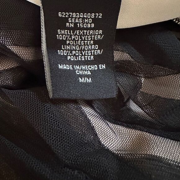 TULLE Strapless Dress Black Mesh Pink Lining Size M Party Wedding Night Out - Picture 9 of 13